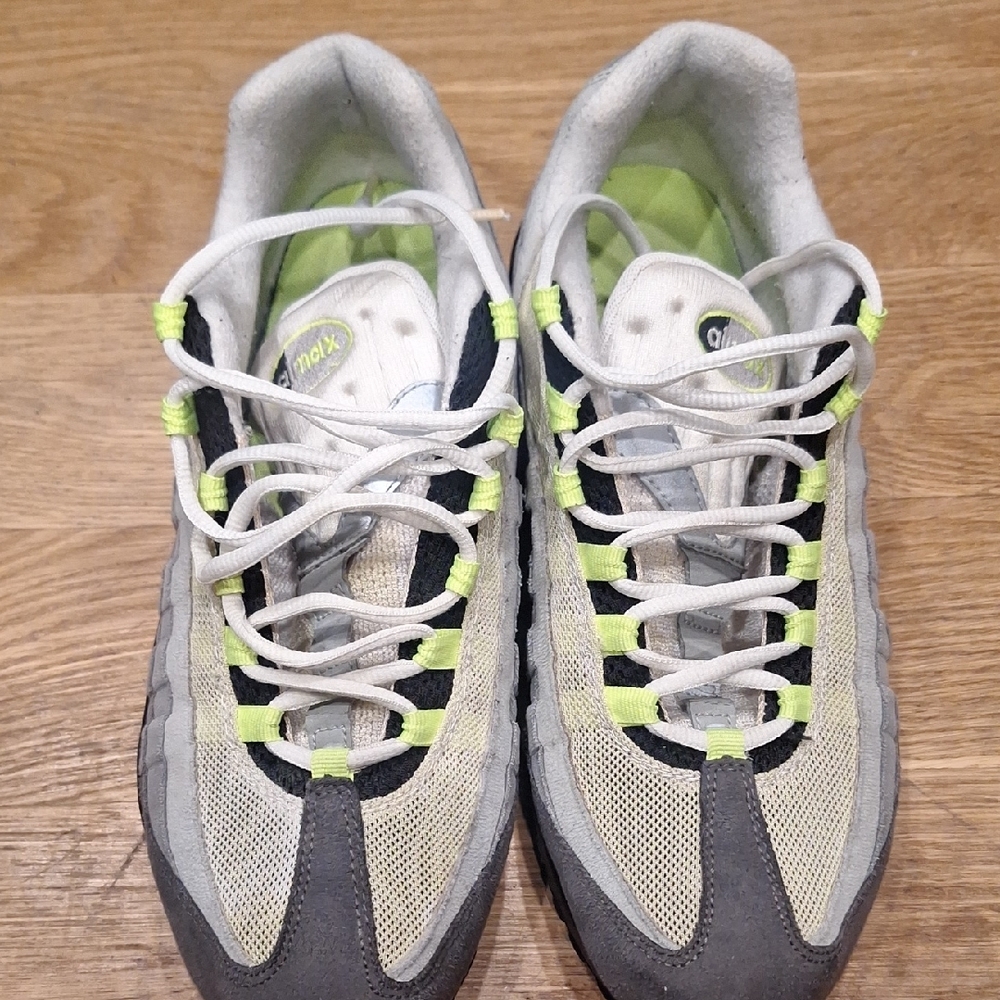 Nike Grey and Volt Air Max 95 Sneakers - Picture 2 of 8